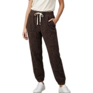 MONROW Mini Cheetah print joggers with drawstring in brown size XS